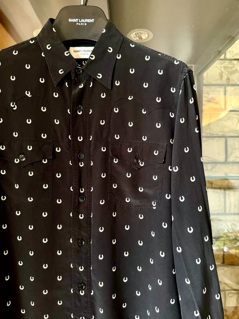 Saint Laurent Paris Saint Laurent Silk Shirt with Double Pockets Size US S / EU 44-46 / 1 - 2 Thumbnail