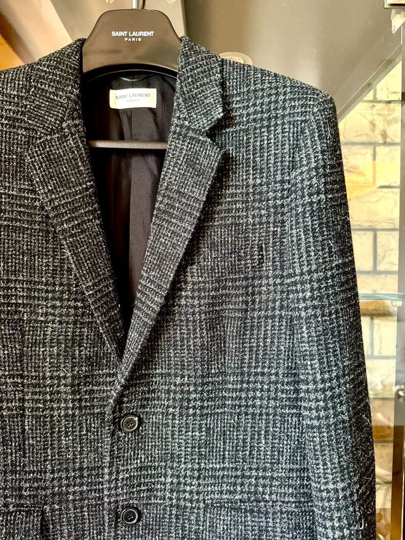 Saint Laurent Paris Saint Laurent Black Gray Prince of Wales Blazer Size US M / EU 48-50 / 2 - 2 Thumbnail