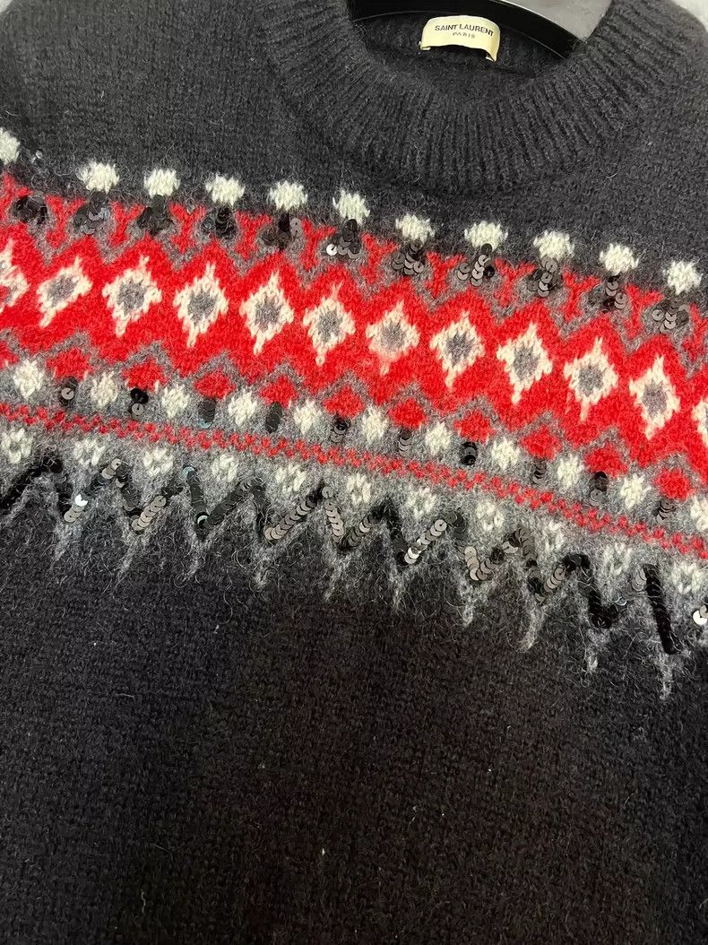 Saint Laurent Paris Saint Laurent Black Red Wool Sweater Size XL Size US XL / EU 56 / 4 - 4 Thumbnail