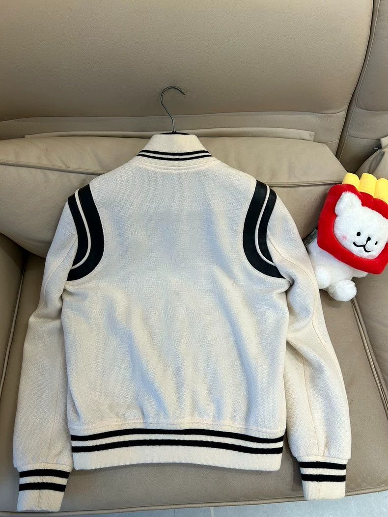 Saint Laurent Paris Saint Laurent White Wool Baseball Jacket Size US L / EU 52-54 / 3 - 5 Thumbnail