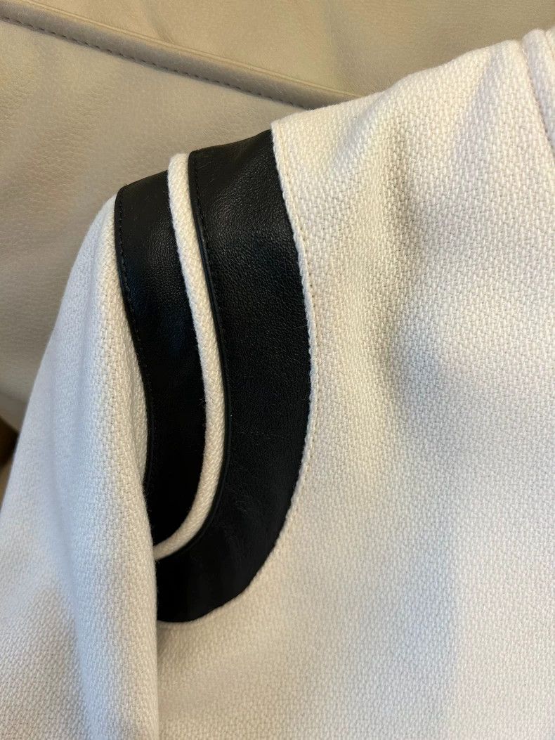 Saint Laurent Paris Saint Laurent White Wool Baseball Jacket Size US L / EU 52-54 / 3 - 3 Thumbnail