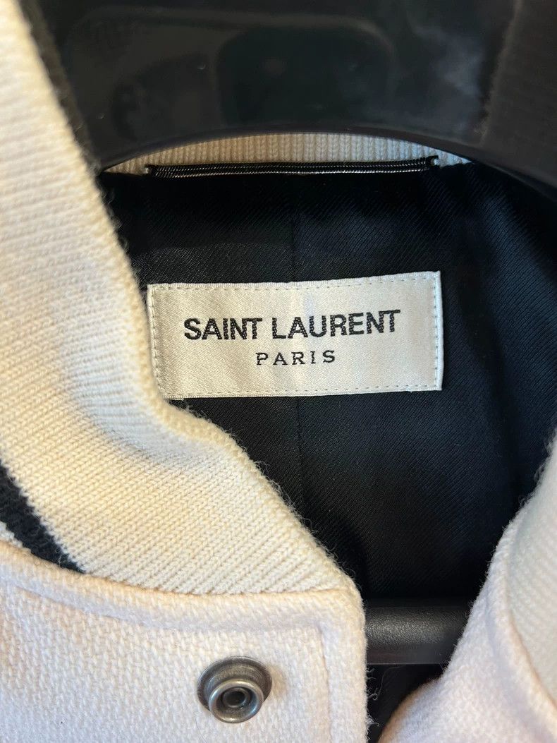 Saint Laurent Paris Saint Laurent White Wool Baseball Jacket Size US L / EU 52-54 / 3 - 2 Thumbnail