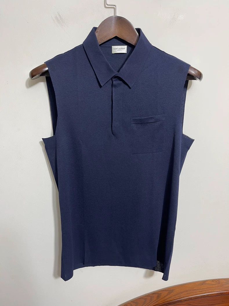 Saint Laurent Paris Saint Laurent Black Sleeveless Polo Shirt L/XL Size US L / EU 52-54 / 3 - 3 Thumbnail