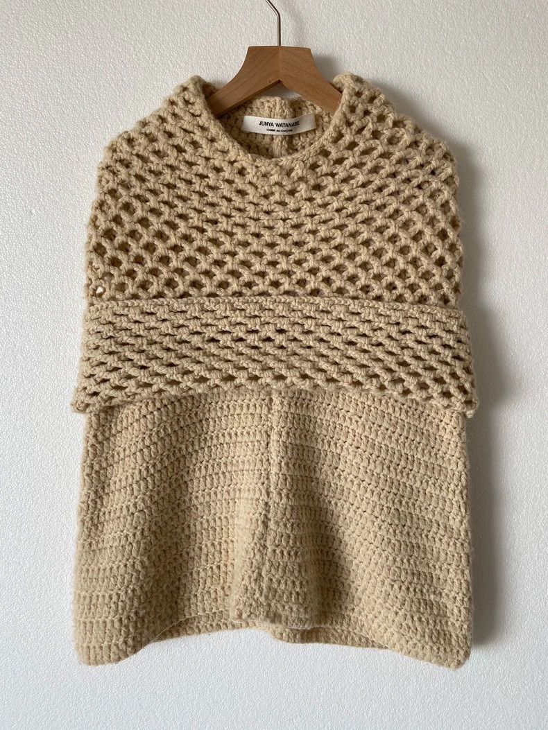 Junya Watanabe Junya Watanabe Cream Wool Knitted Cape Size US L / EU 52-54 / 3 - 7 Thumbnail