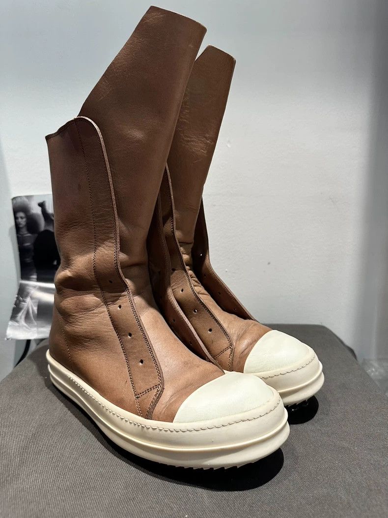 Rick Owens Rick Owens Brown Leather High-Top Boots Size US 8 / EU 41 - 2 Thumbnail