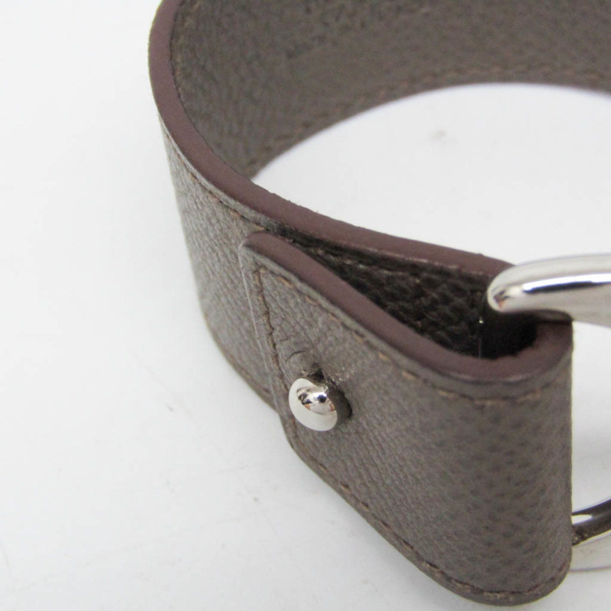 Hermes Hermes Pavane Leather,Metal No Stone Bangle Etoupe Gray,Silver Size ONE SIZE - 6 Thumbnail