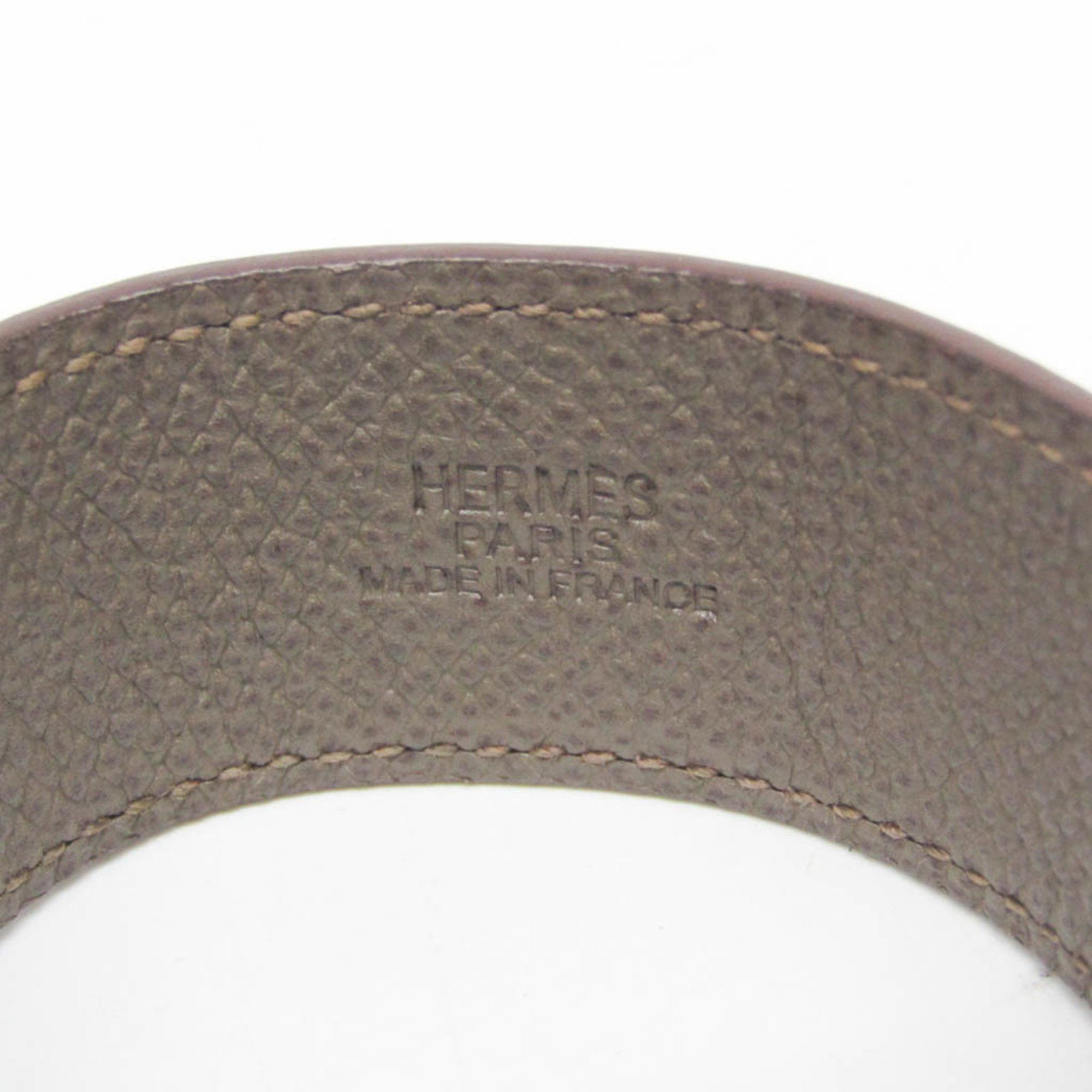 Hermes Hermes Pavane Leather,Metal No Stone Bangle Etoupe Gray,Silver Size ONE SIZE - 9 Thumbnail