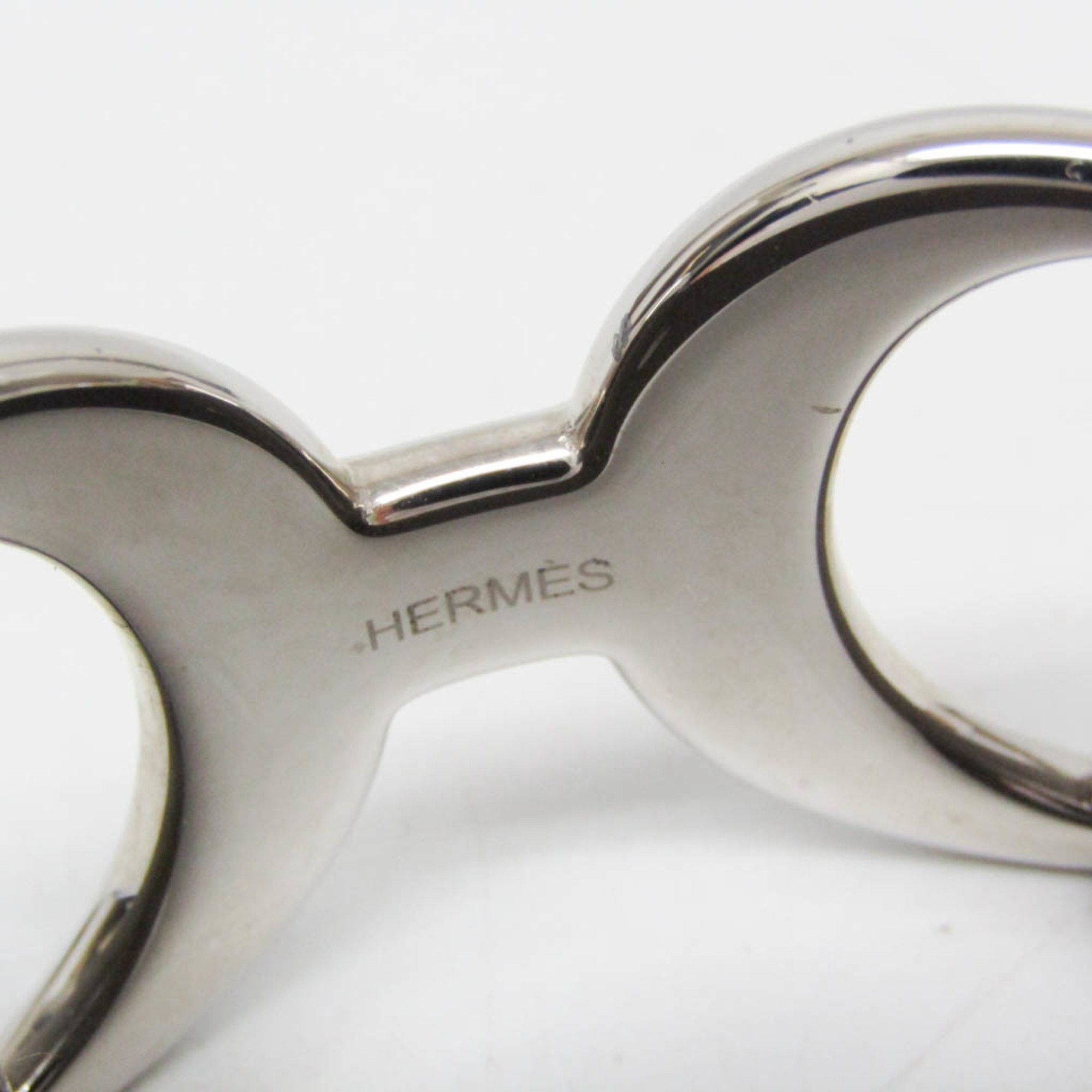 Hermes Hermes Pavane Leather,Metal No Stone Bangle Etoupe Gray,Silver Size ONE SIZE - 8 Thumbnail