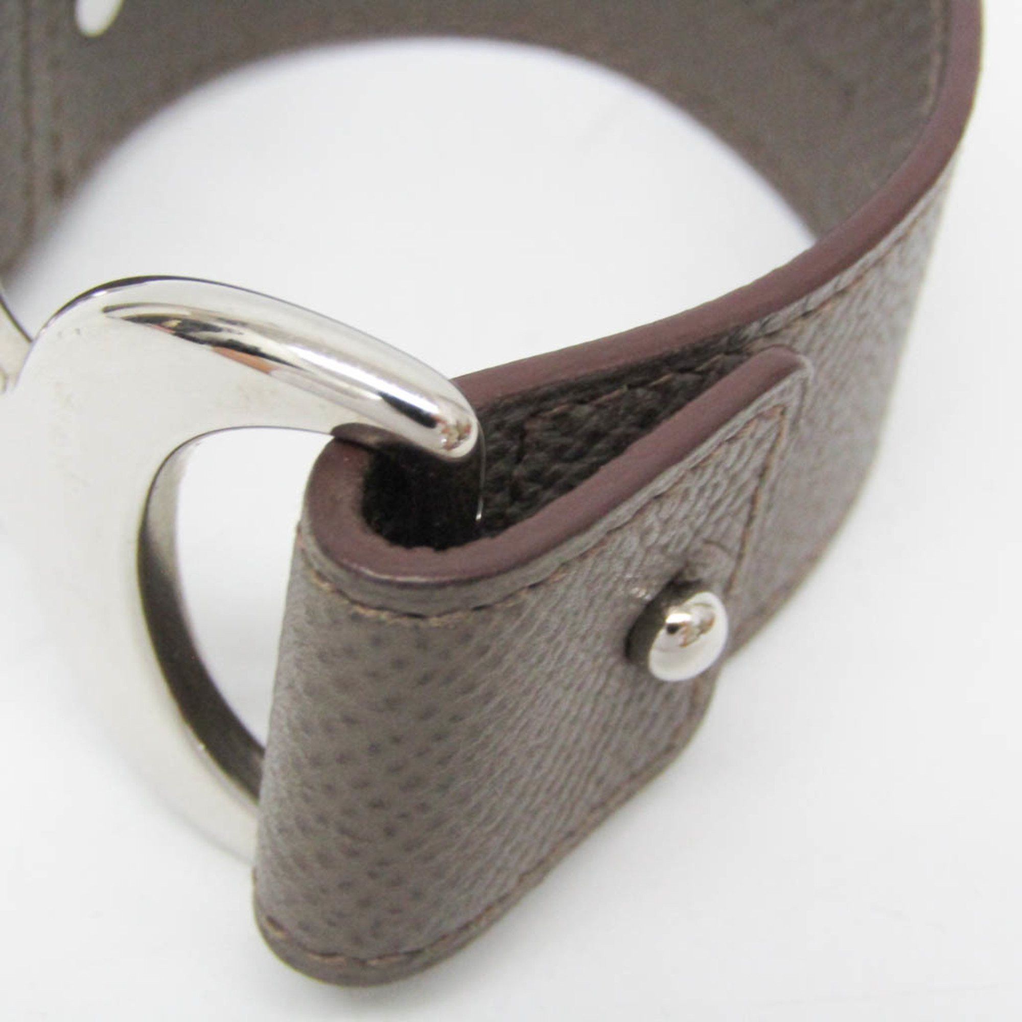 Hermes Hermes Pavane Leather,Metal No Stone Bangle Etoupe Gray,Silver Size ONE SIZE - 7 Thumbnail