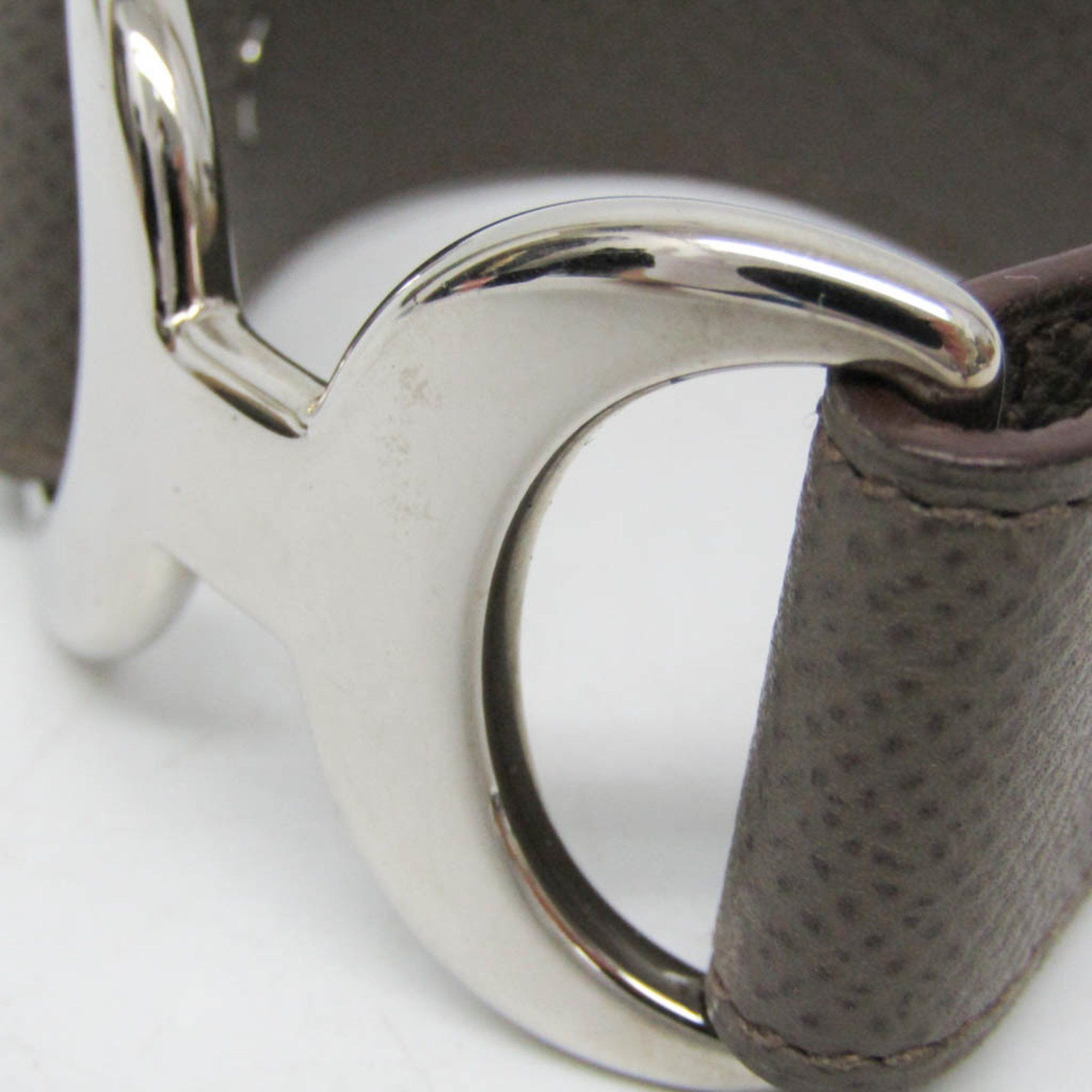 Hermes Hermes Pavane Leather,Metal No Stone Bangle Etoupe Gray,Silver Size ONE SIZE - 5 Thumbnail