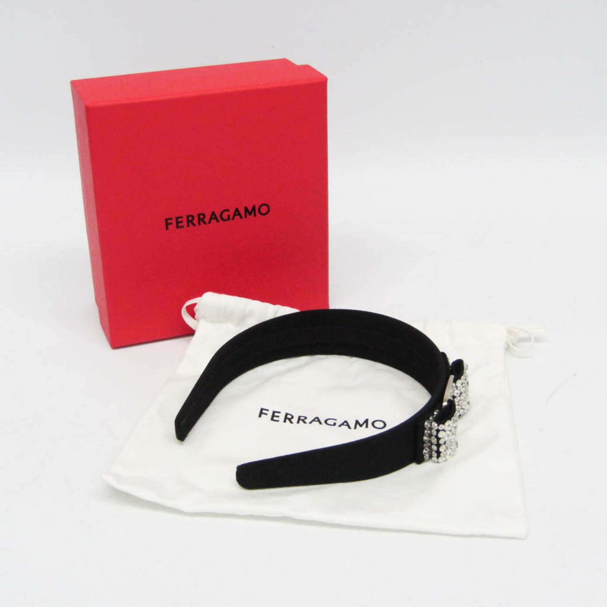 Salvatore Ferragamo Salvatore Ferragamo Vara Cotton,Metal,Rhinestone Women's Alice Band Black,Clear Size ONE SIZE - 2 Thumbnail