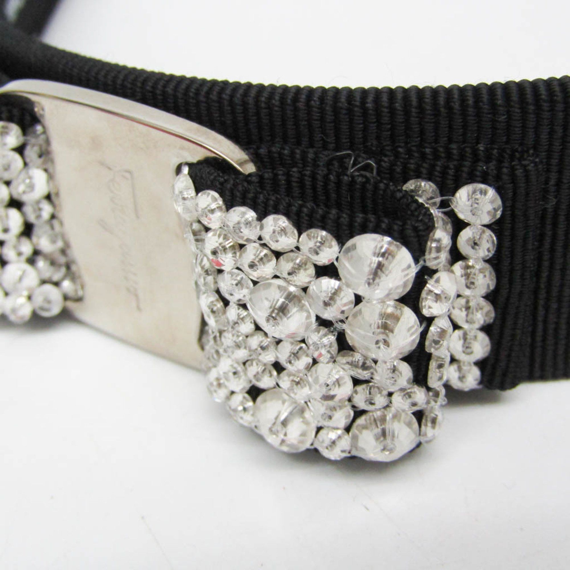 Salvatore Ferragamo Salvatore Ferragamo Vara Cotton,Metal,Rhinestone Women's Alice Band Black,Clear Size ONE SIZE - 4 Thumbnail