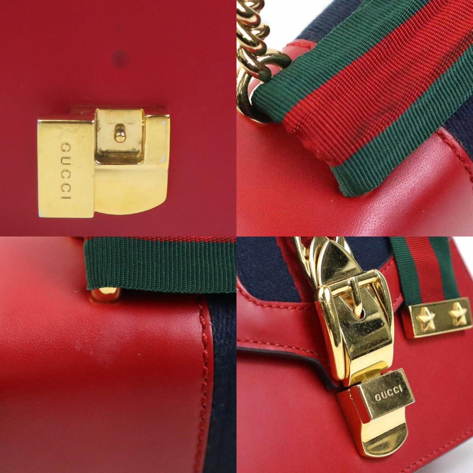 Gucci GUCCI Shoulder Bag Sylvie Leather Red Women's 431666 r10586a Size ONE SIZE - 4 Thumbnail