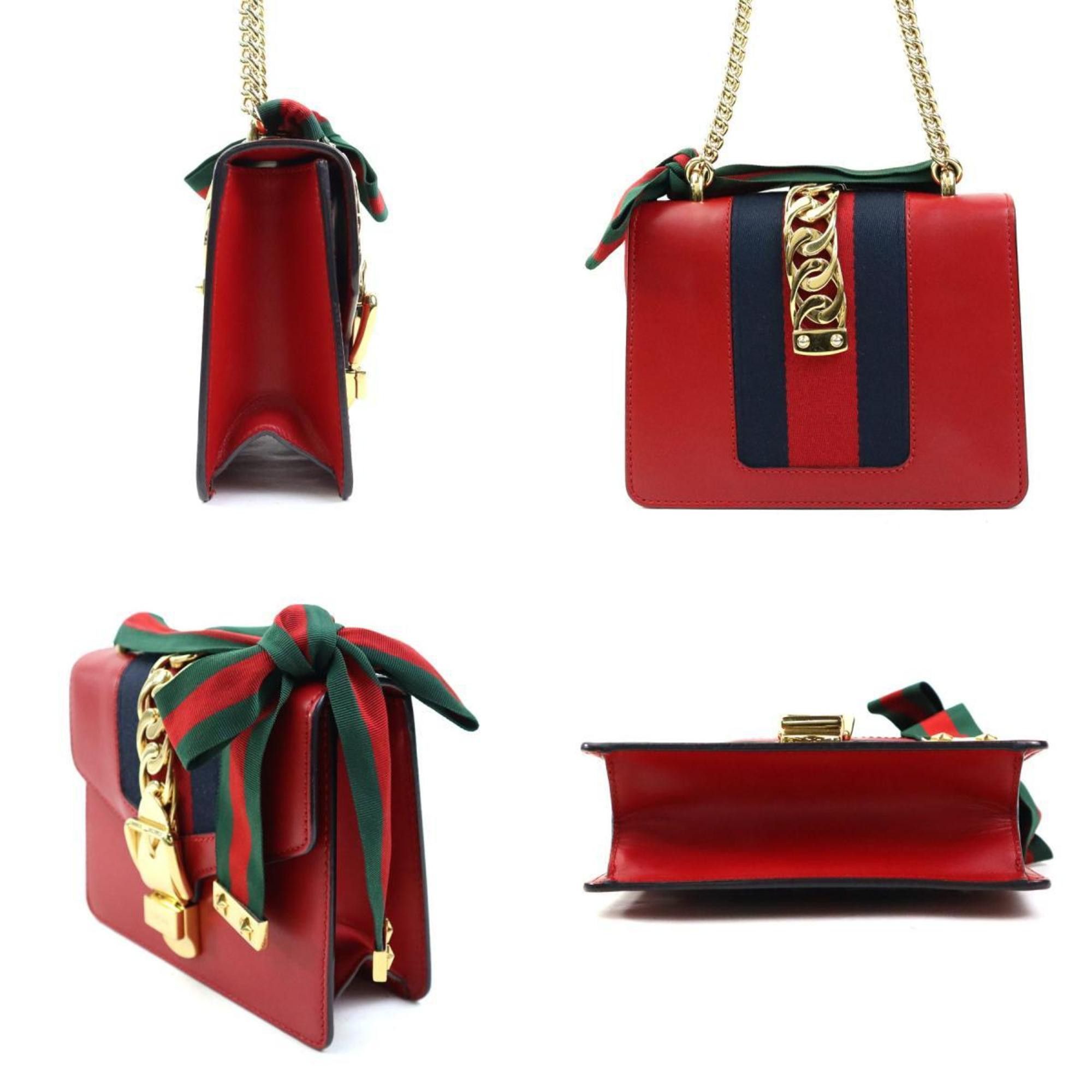 Gucci GUCCI Shoulder Bag Sylvie Leather Red Women's 431666 r10586a Size ONE SIZE - 2 Thumbnail