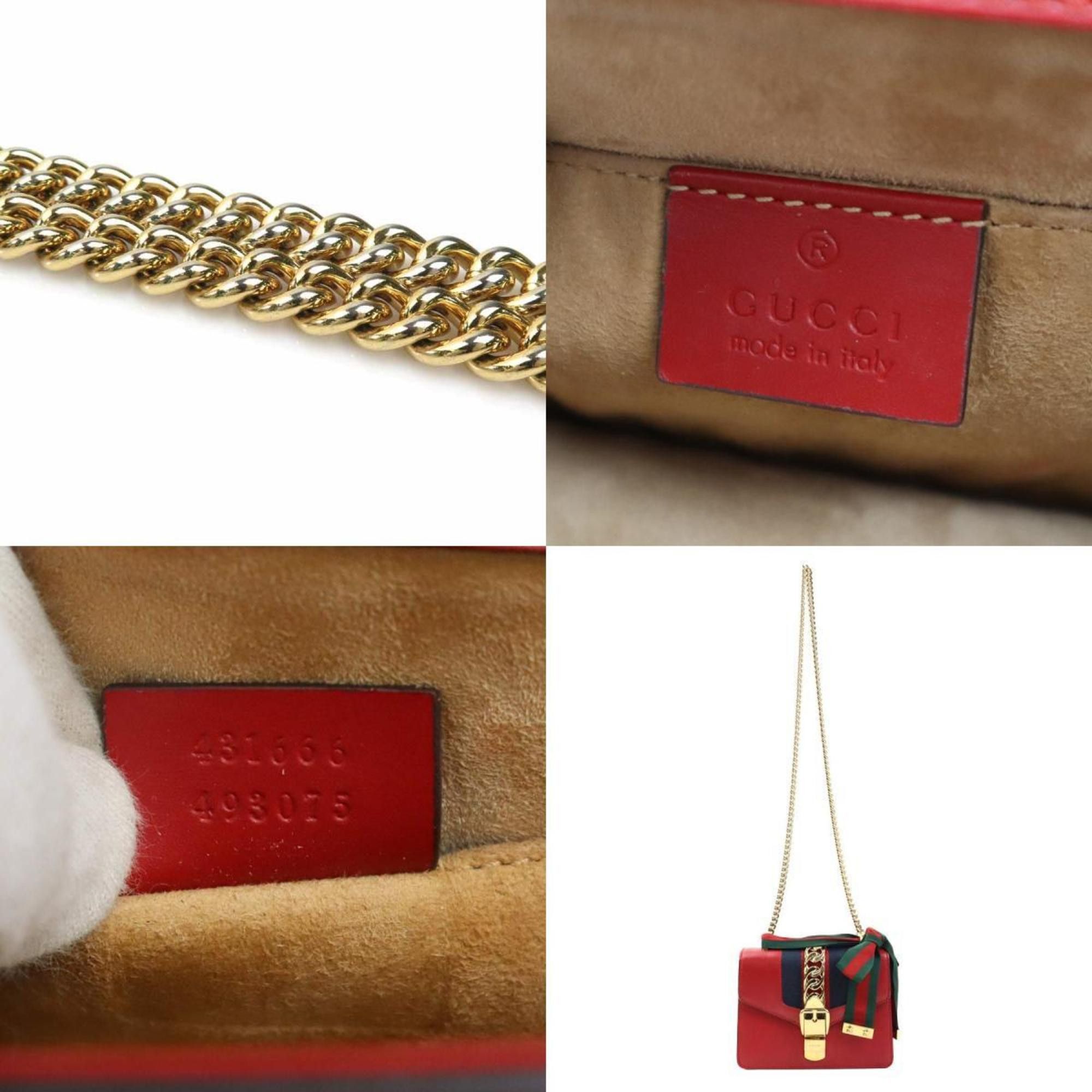 Gucci GUCCI Shoulder Bag Sylvie Leather Red Women's 431666 r10586a Size ONE SIZE - 5 Thumbnail