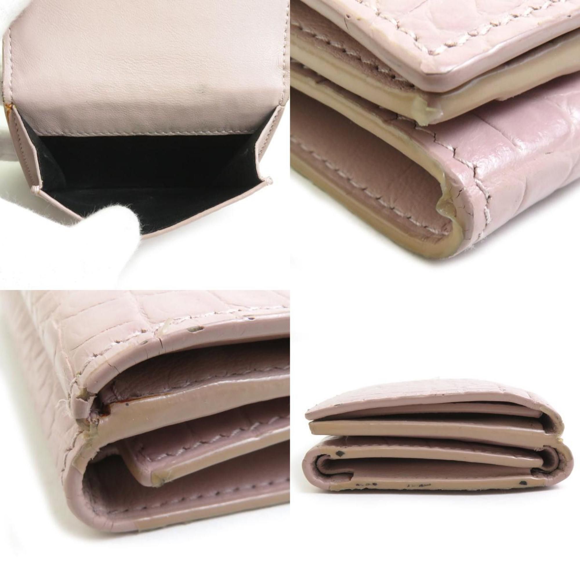 Saint Laurent Paris Saint Laurent Tri-fold wallet Embossed leather Pink Women's h31195a Size ONE SIZE - 4 Thumbnail
