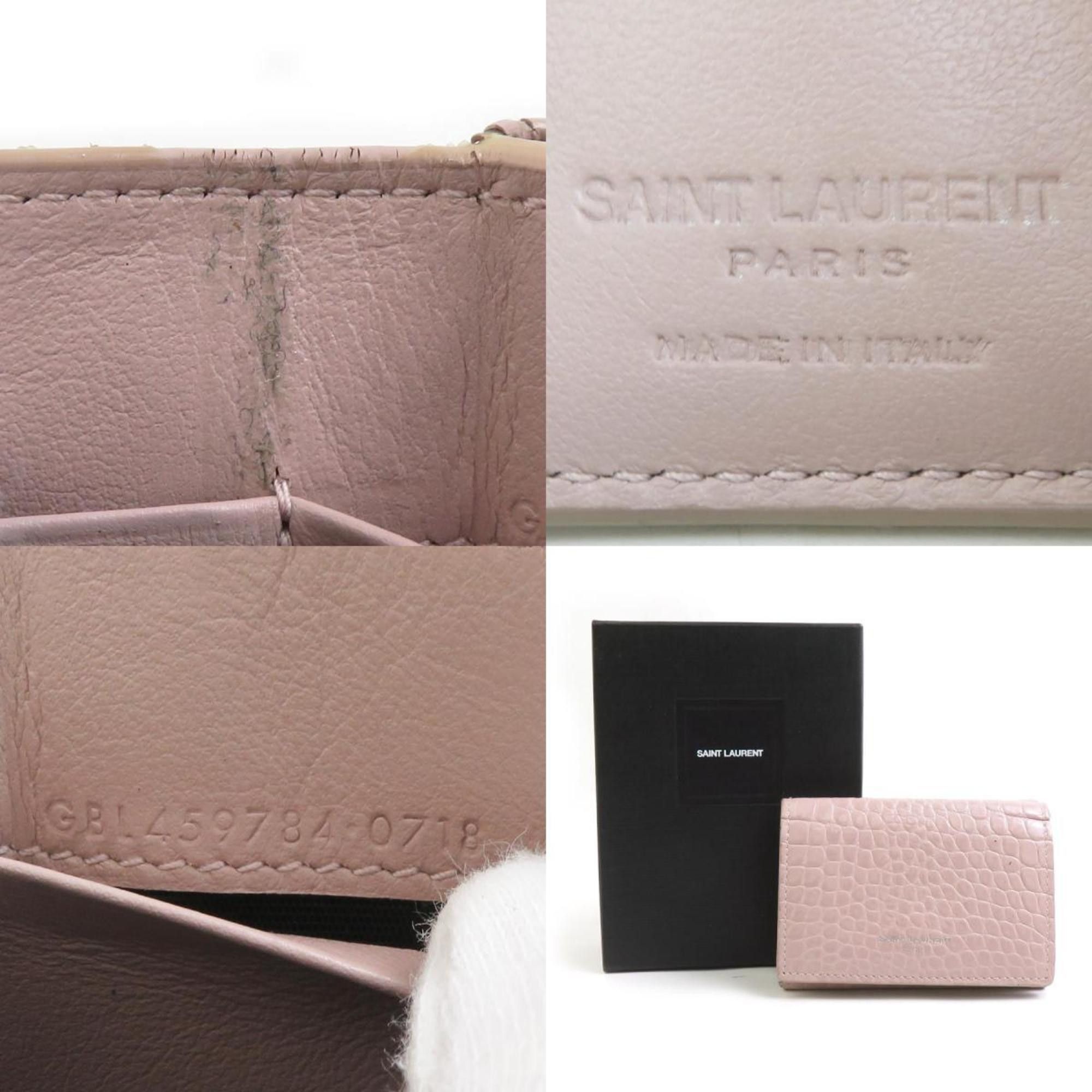 Saint Laurent Paris Saint Laurent Tri-fold wallet Embossed leather Pink Women's h31195a Size ONE SIZE - 5 Thumbnail