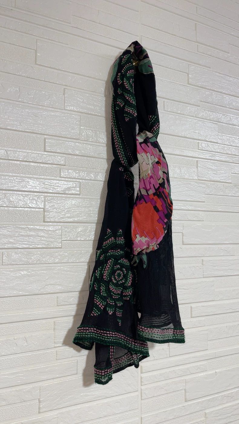 Dries Van Noten Black Silk Scarf with Colorful Embroidery Size ONE SIZE - 3 Thumbnail