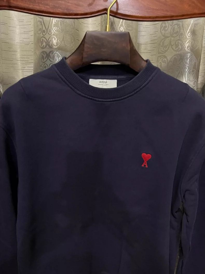 AMI Ami Paris Dark Blue Sweatshirt with Heart Logo Size US S / EU 44-46 / 1 - 2 Thumbnail
