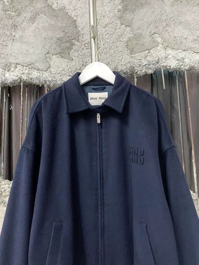 Prada Miu Miu Navy Blue Logo Cashmere Jacket Size US M / EU 48-50 / 2 - 3 Thumbnail