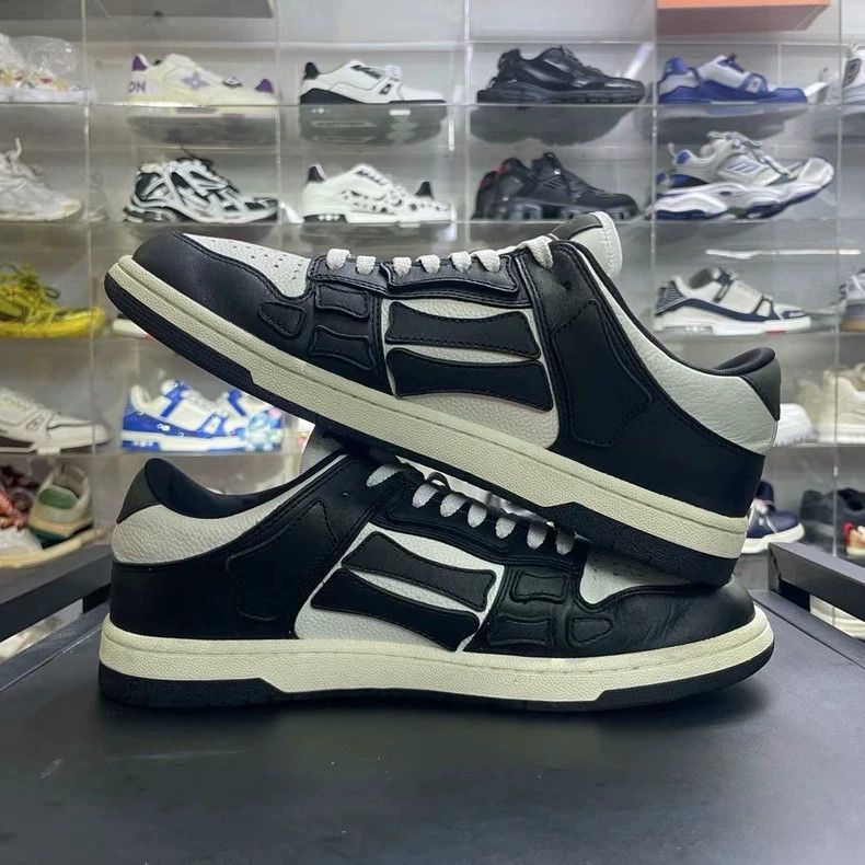 Amiri AMIRI Leather Low-Top Sneakers Black and White Size US 10.5 / EU 43-44 - 4 Thumbnail