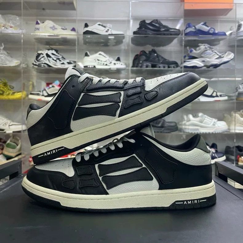 Amiri AMIRI Leather Low-Top Sneakers Black and White Size US 10.5 / EU 43-44 - 5 Thumbnail