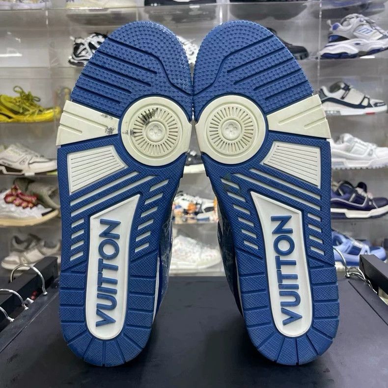 Louis Vuitton Lv Denim Trainer White and Blue Sneakers Size US 10.5 / EU 43-44 - 6 Thumbnail