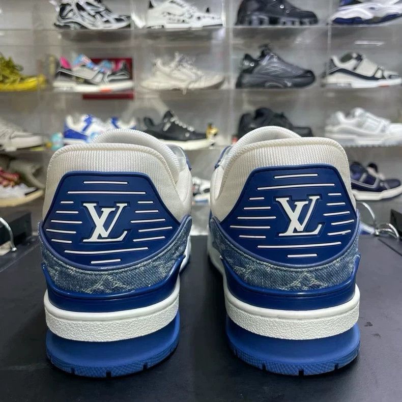 Louis Vuitton Lv Denim Trainer White and Blue Sneakers Size US 10.5 / EU 43-44 - 4 Thumbnail