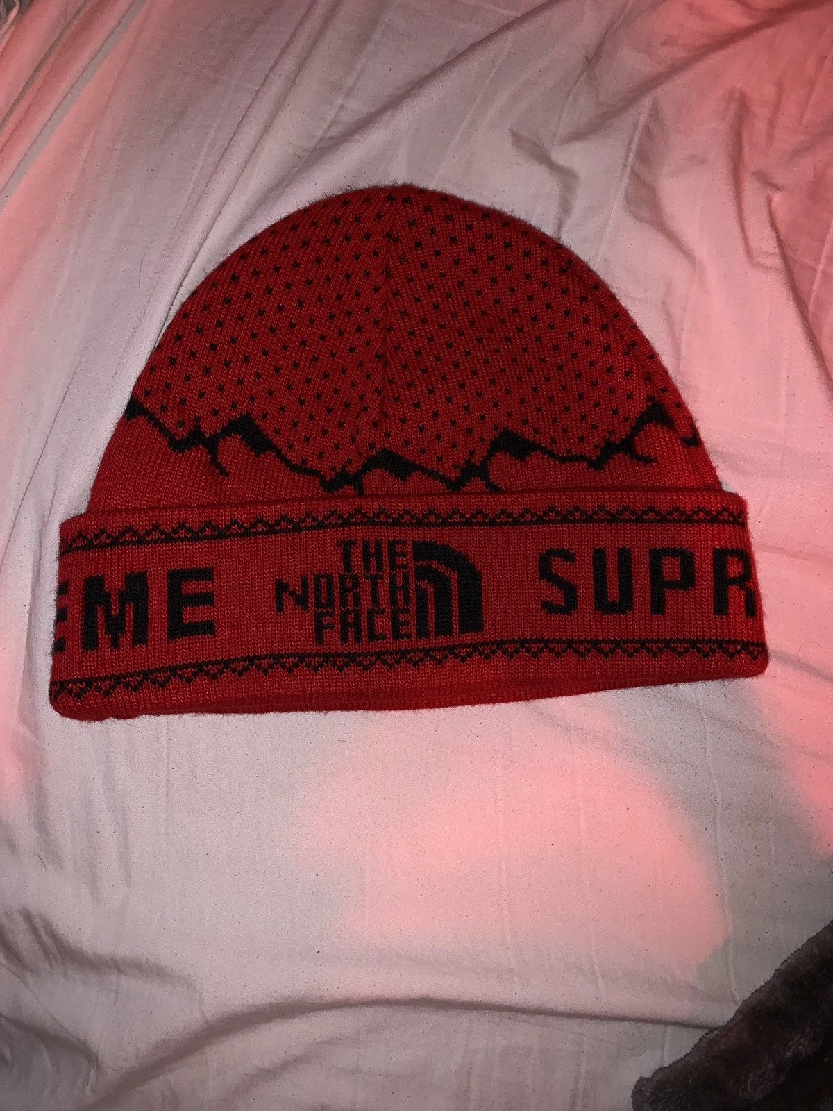 Supreme × The North Face Red North face Beanie | Grailed
