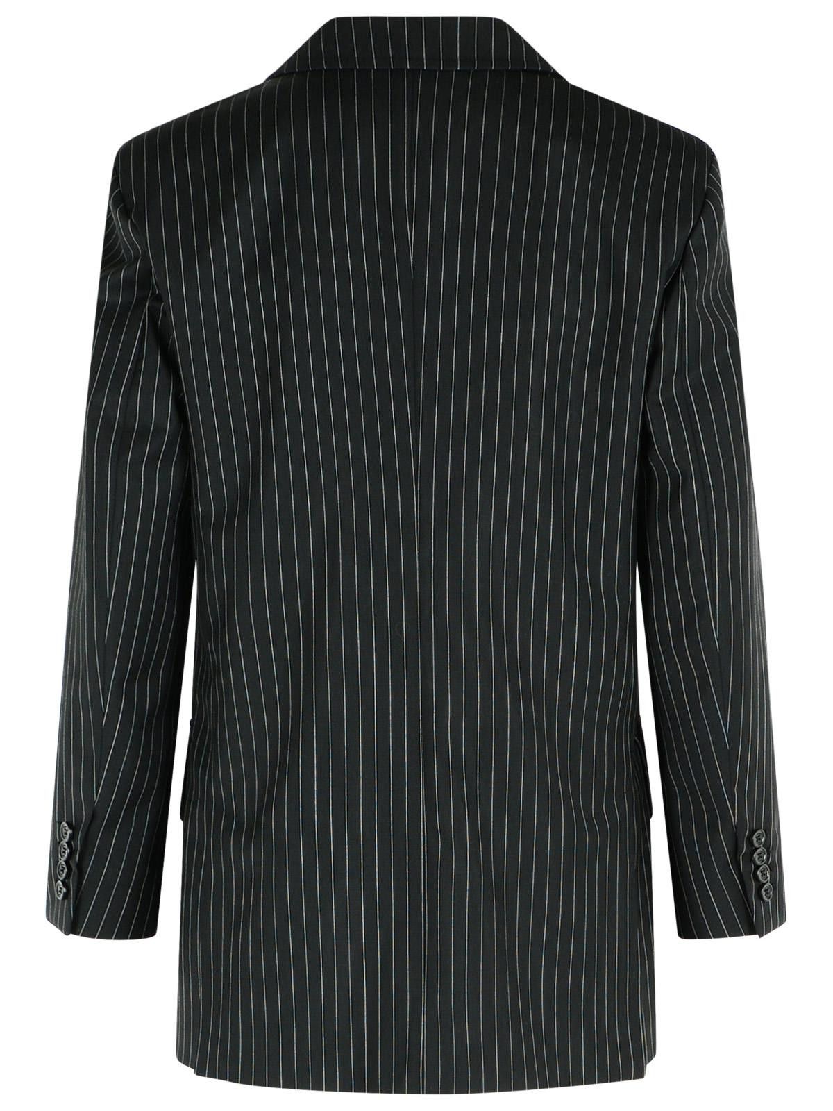 Max Mara MAX MARA 'Mattia' Black White Pinstriped Virgin Wool Blazer Size S / US 4 / IT 40 - 3 Thumbnail