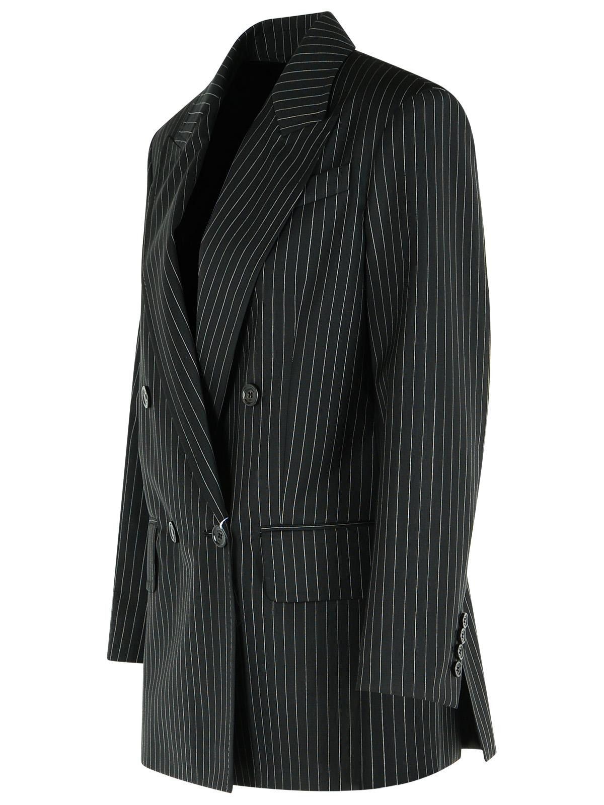 Max Mara MAX MARA 'Mattia' Black White Pinstriped Virgin Wool Blazer Size S / US 4 / IT 40 - 2 Thumbnail