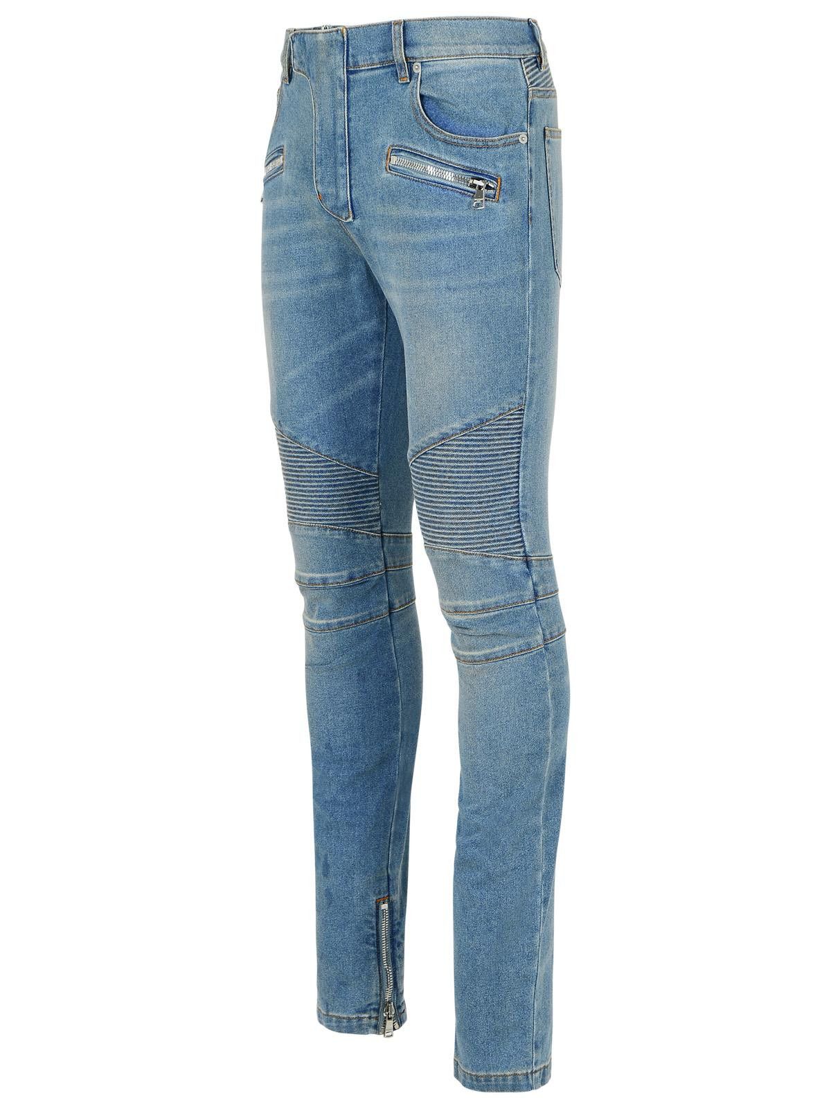 Balmain BALMAIN 'Biker' Blue Cotton Jeans Size US 31 - 2 Thumbnail