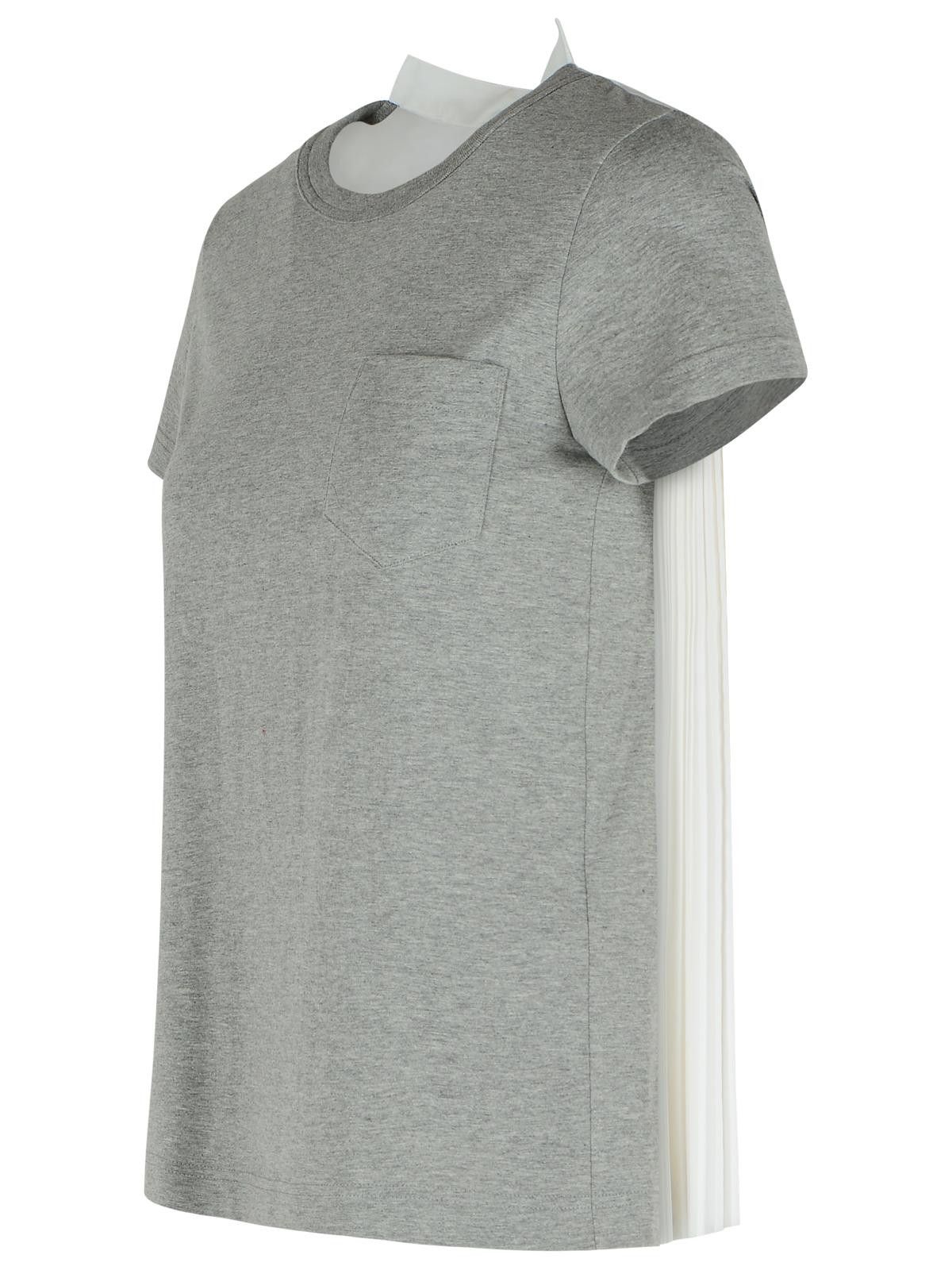 Sacai SACAI Gray Cotton T-Shirt Size L / US 10 / IT 46 - 2 Thumbnail