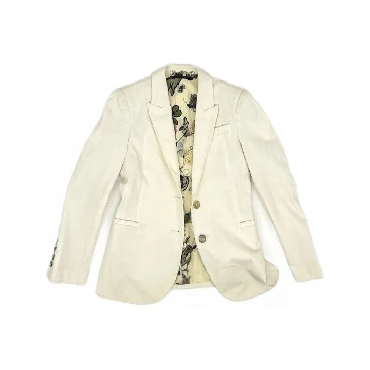Gucci Gucci Floral Lined White Long Sleeve Blazer Size US M / EU 48-50 / 2 - 2 Thumbnail