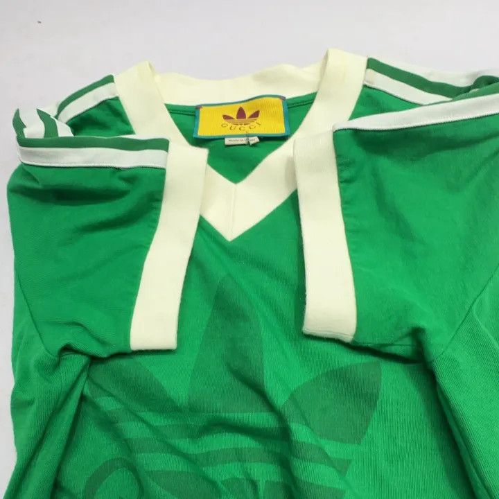 Gucci Gucci x adidas Green Logo V-Neck T-Shirt Size US S / EU 44-46 / 1 - 11 Thumbnail