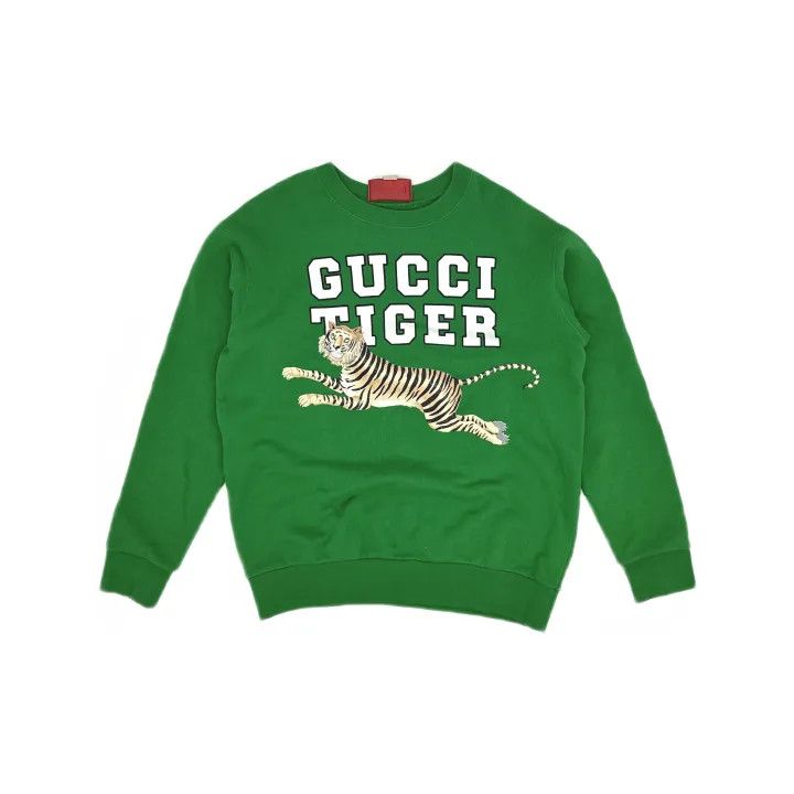 Gucci Gucci Men's Green Tiger Print Sweatshirt Size US M / EU 48-50 / 2 - 2 Thumbnail