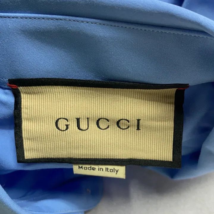 Gucci Gucci SS23 Blue Logo Embroidered Long Sleeve Shirt Size US M / EU 48-50 / 2 - 2 Thumbnail