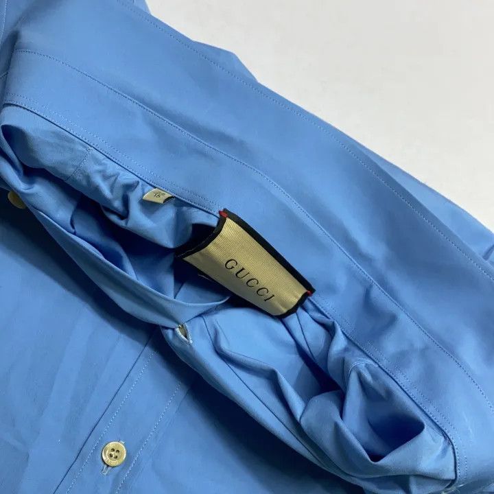 Gucci Gucci SS23 Blue Logo Embroidered Long Sleeve Shirt Size US M / EU 48-50 / 2 - 6 Thumbnail