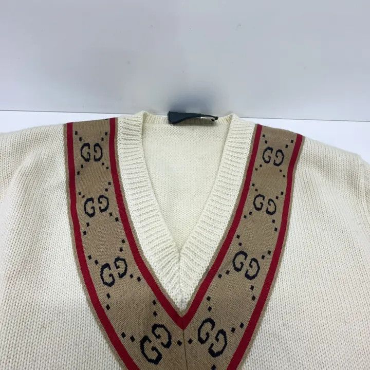 Gucci Gucci V-Neck Logo Long Sleeve Sweater Size US S / EU 44-46 / 1 - 8 Thumbnail