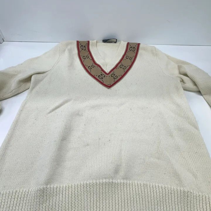 Gucci Gucci V-Neck Logo Long Sleeve Sweater Size US S / EU 44-46 / 1 - 7 Thumbnail
