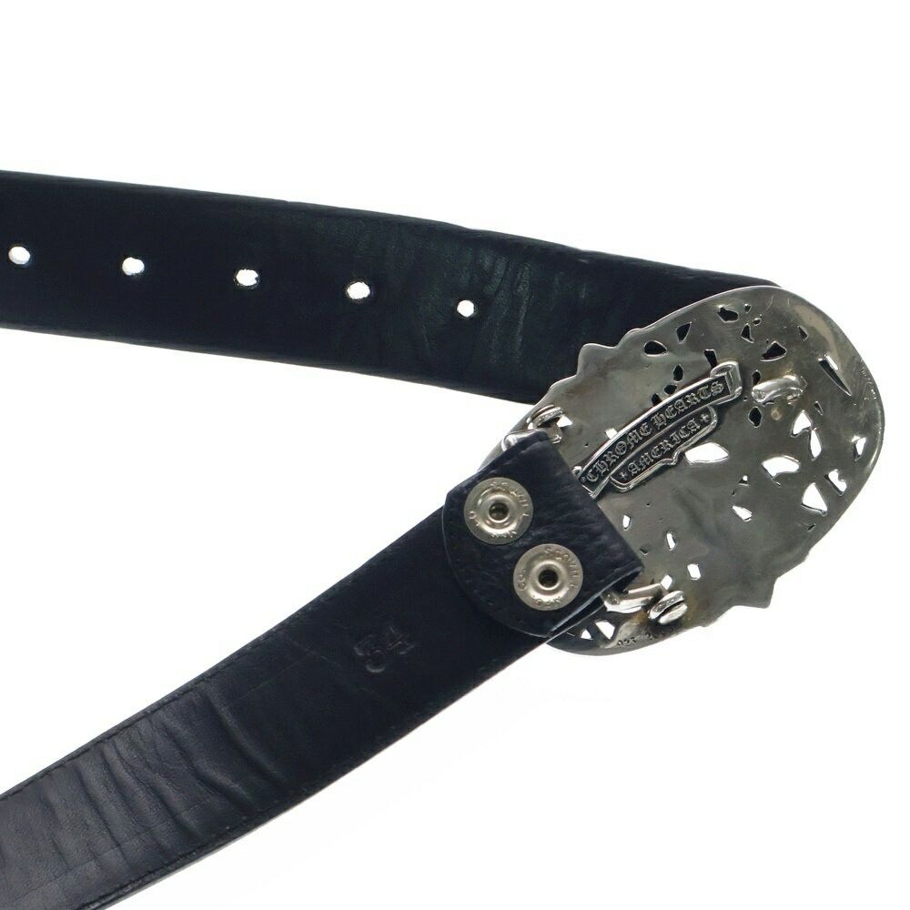 Chrome Hearts Cemetery Cross Belt Buckle Leather Belt