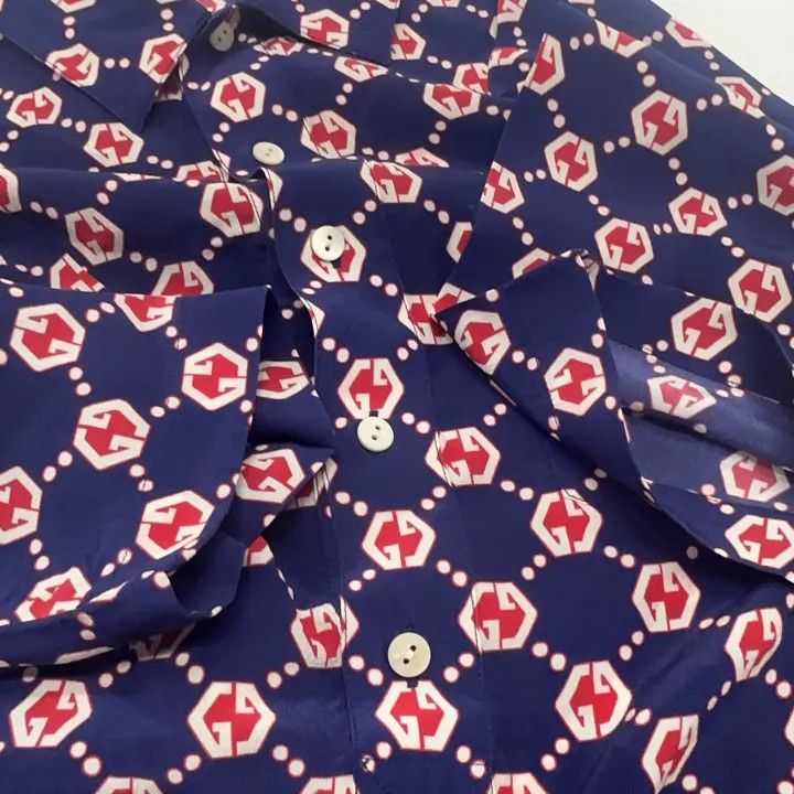Gucci Gucci Logo Printed Silk Bowling Shirt Size US M / EU 48-50 / 2 - 8 Thumbnail