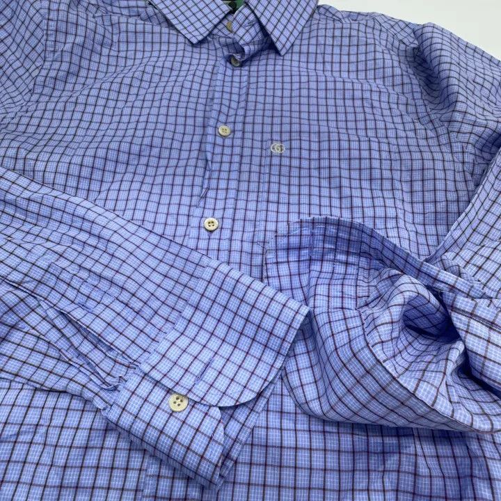 Gucci Gucci Blue Check Long Sleeve Shirt Size US M / EU 48-50 / 2 - 9 Thumbnail