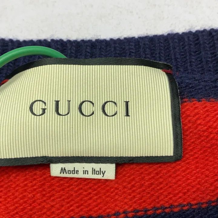 Gucci Gucci Striped Logo Bee Sweater Red and Blue Size US XL / EU 56 / 4 - 5 Thumbnail