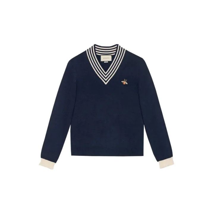 Gucci Gucci Knit Wool V-Neck Sweater with Bee Design Size US M / EU 48-50 / 2 - 2 Thumbnail