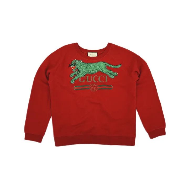 Gucci Gucci Red Tiger Print Long Sleeve Sweatshirt Size US L / EU 52-54 / 3 - 2 Thumbnail