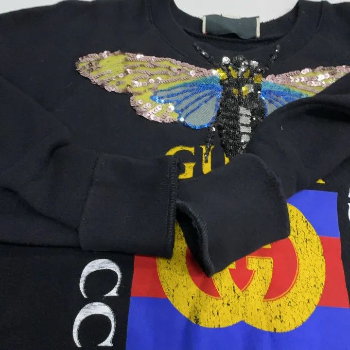 Gucci Gucci Butterfly Logo Black Sweatshirt Size US XXS / EU 40 - 6 Thumbnail