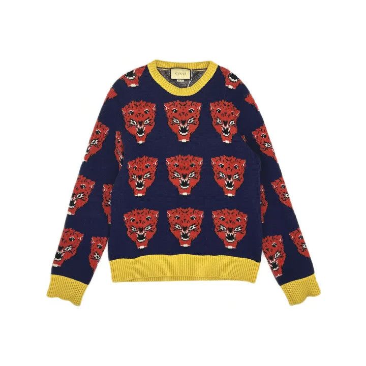 Gucci Gucci Tiger Print Sweater in Blue Size US M / EU 48-50 / 2 - 2 Thumbnail