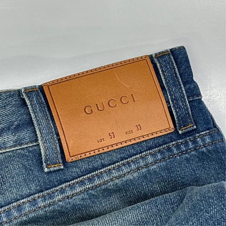 Gucci Gucci Blue Floral Snake Print Denim Pants Size US 33 - 4 Thumbnail
