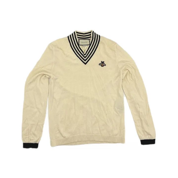 Gucci Gucci Bee Pattern V-Neck Wool Sweater for Men Size US L / EU 52-54 / 3 - 2 Thumbnail